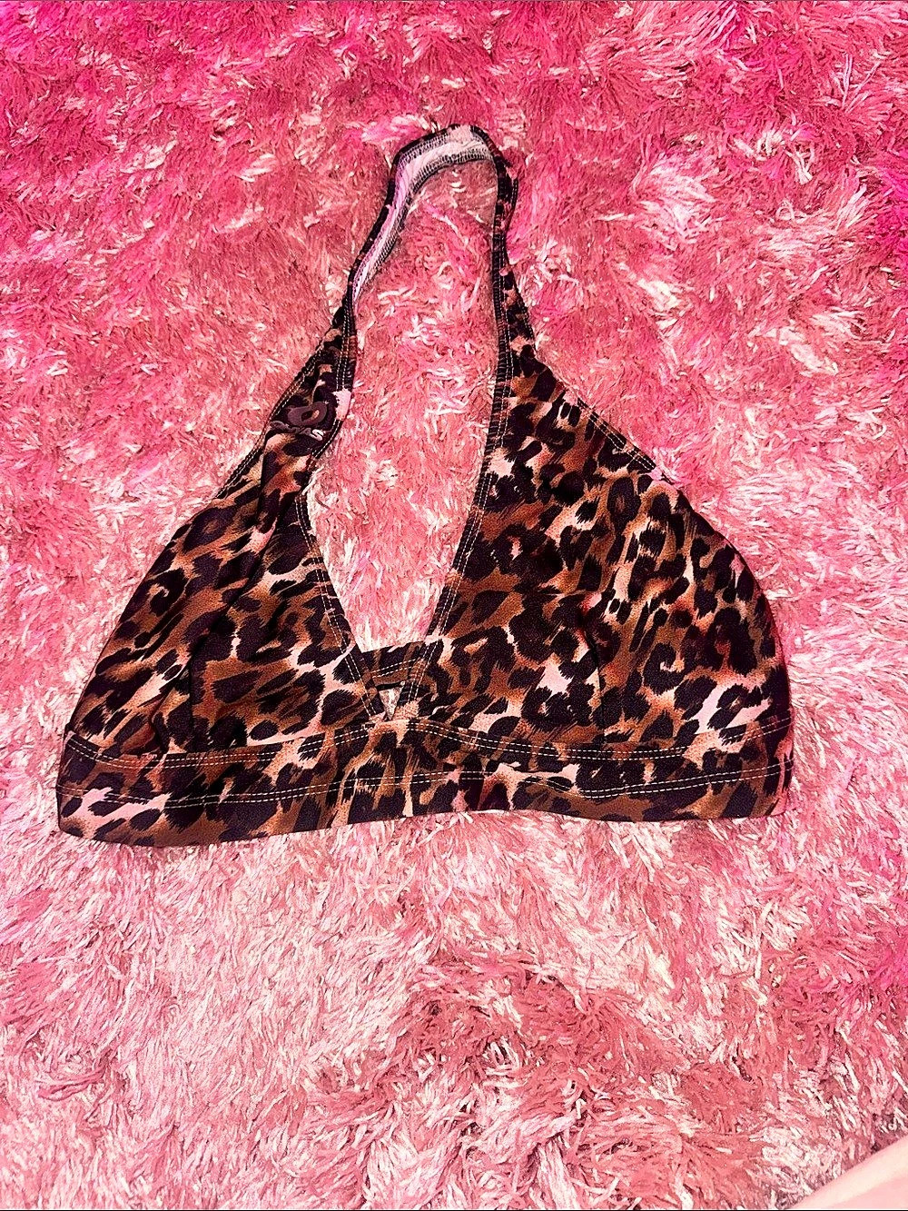 Oh Yas Leopard Print Bikini Top Like New